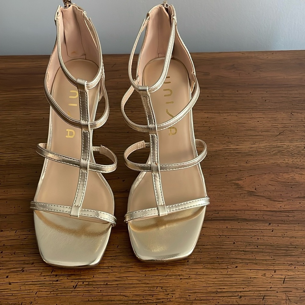 Unisa Gold Ankle Strap Heels Size 6